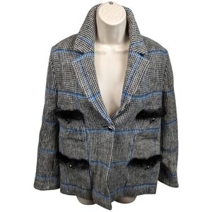 Villagallo Plaid Checked Blazer With Mink Sz 42